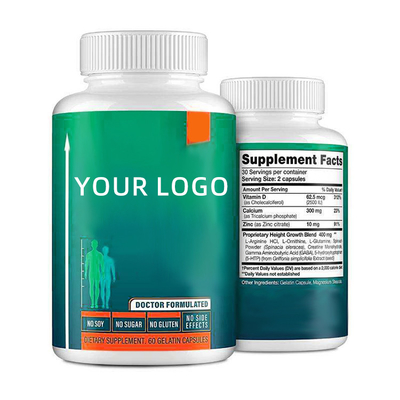 0.5g / ক্যাপসুল OEM উচ্চতা বৃদ্ধি ক্যাপসুল ক্যালসিয়াম সহ হাড়ের শক্তি বৃদ্ধি করে